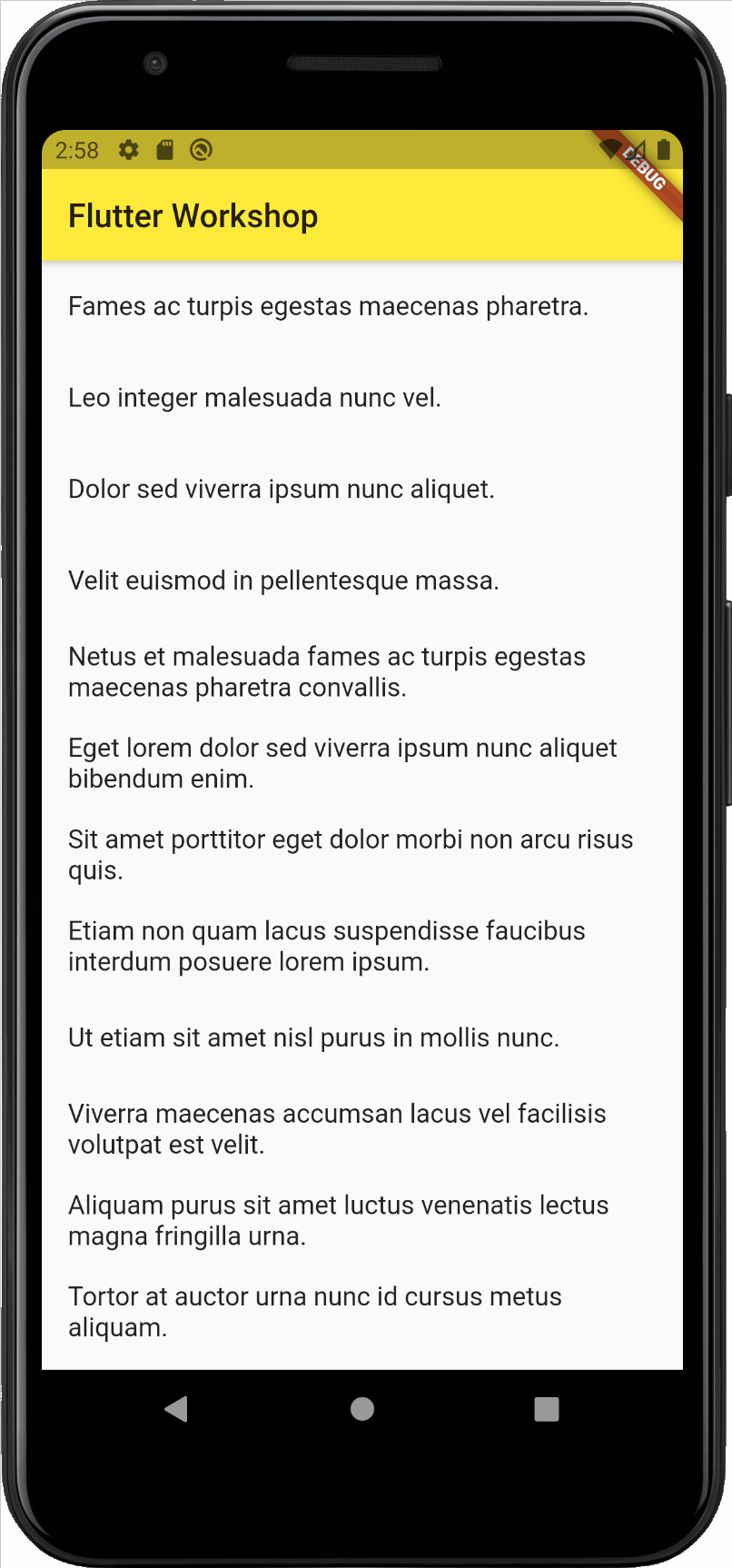 scrolling list of tasks to do